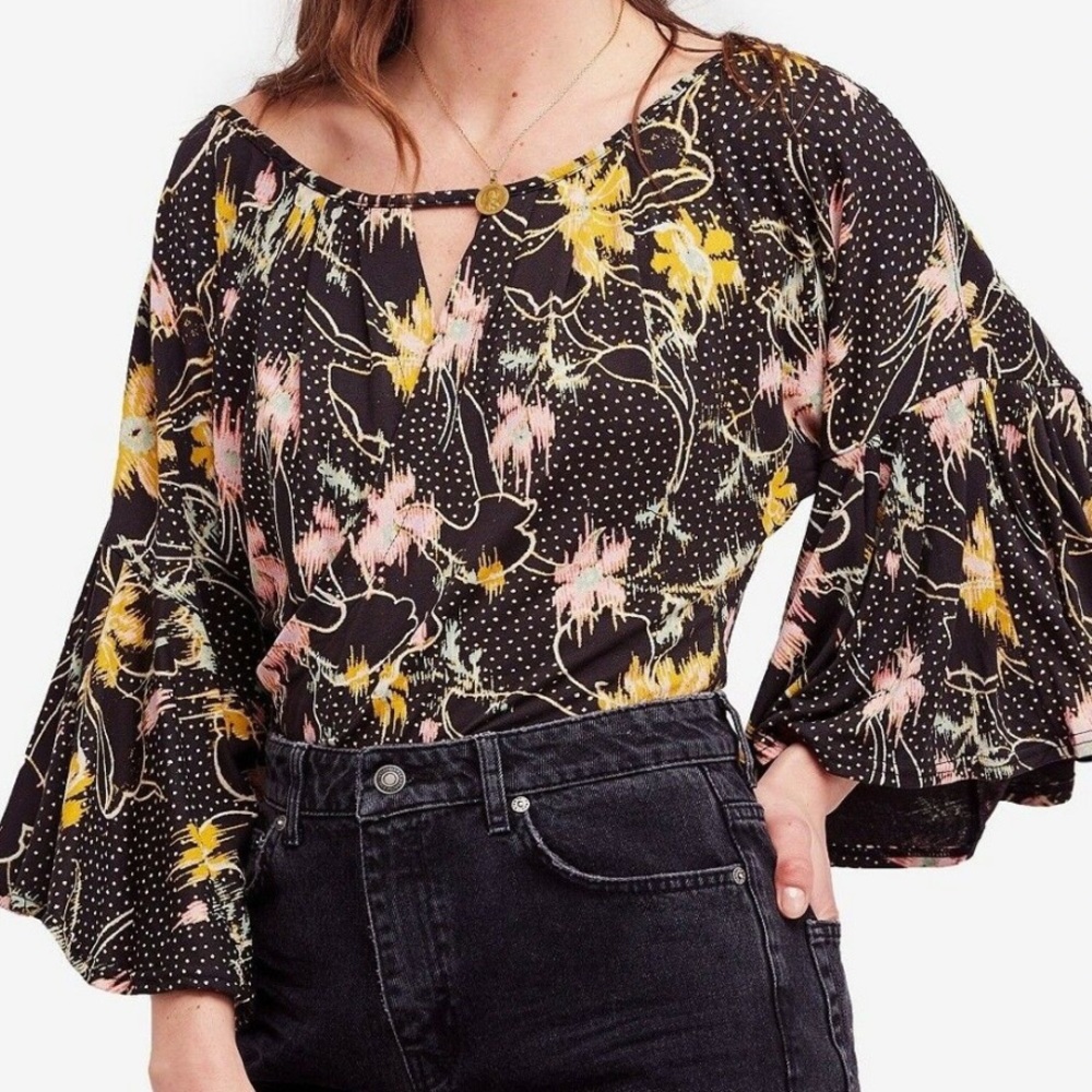 Free People printed Last Time Wrap top S Floral
